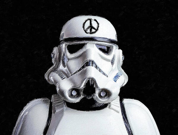 Storm Trooper Poster featuring the painting Storm Trooper Star Wars Peace by Tony Rubino