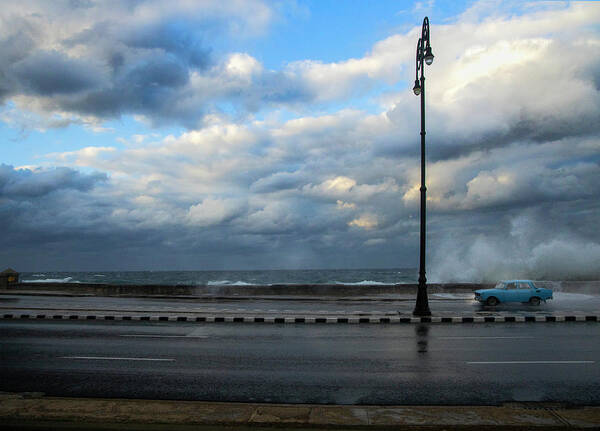 Cuba Poster featuring the photograph Strong wind on the Malecon by Micah Offman