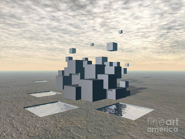 Surreal Poster featuring the digital art Structure of Cubes by Phil Perkins
