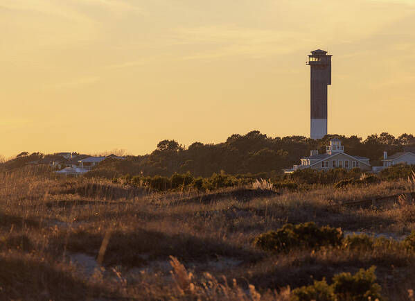Sullivan's Island Poster featuring the photograph Sullivan's Island Lighthouse Golden Hour by Donnie Whitaker