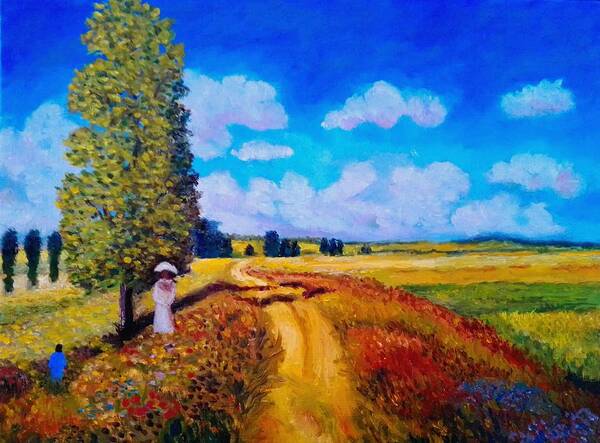 Summer Poster featuring the painting Summer poppy fields by Konstantinos Charalampopoulos
