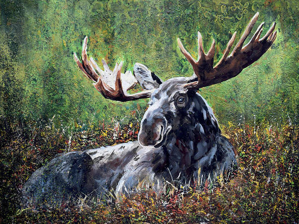 Moose Poster featuring the painting Takin' a Break by Shawn Conn