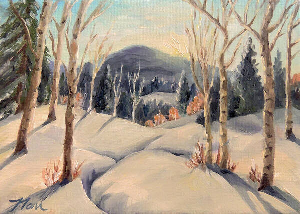 Painting Poster featuring the painting The Birches Winter View by Nancy Griswold