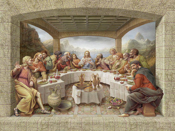 Christian Art Poster featuring the painting The Last Supper by Kurt Wenner