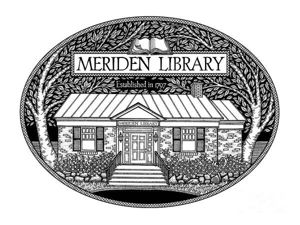 Library Poster featuring the drawing The Meriden Library Logo by Amy E Fraser