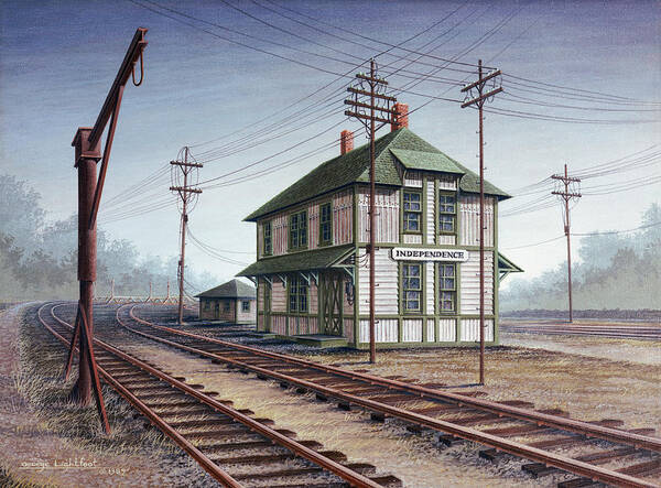 Architectural Landscape Poster featuring the painting The Old C and A Depot, Independence, MO by George Lightfoot