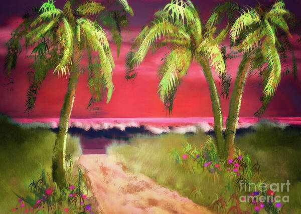 Ocean Poster featuring the digital art The Path To Paradise by Lois Bryan