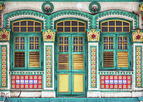 Singapore Poster featuring the photograph The Singapore Shophouse 15 by John Seaton Callahan