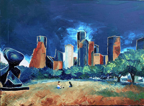 Buffalo Bayou Poster featuring the painting The Spindle at Buffalo Bayou by Lauren Luna