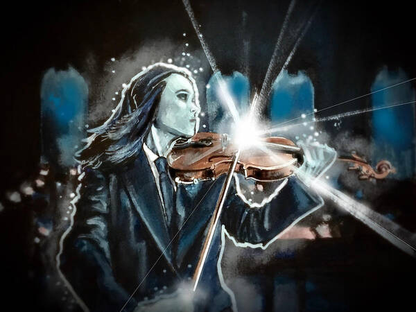 Umbrella Academy Poster featuring the painting The White Violin by Joel Tesch