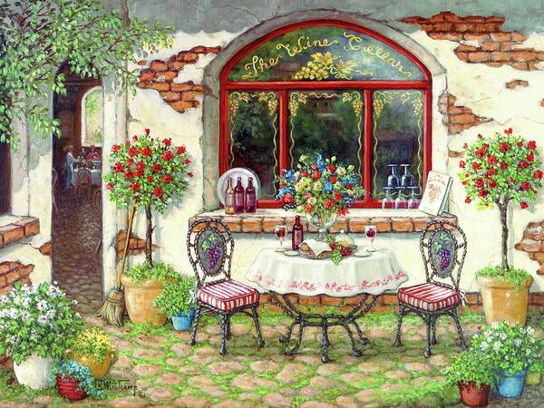 Traditional Decorative Art Poster featuring the painting The Wine Cellar by Janet Kruskamp
