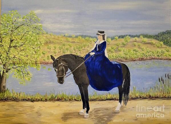Horse Sidesaddle Poster featuring the painting The Women in Blue by Lisa Rose Musselwhite