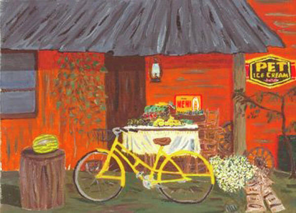  Poster featuring the painting The Yellow Bike by John Macarthur
