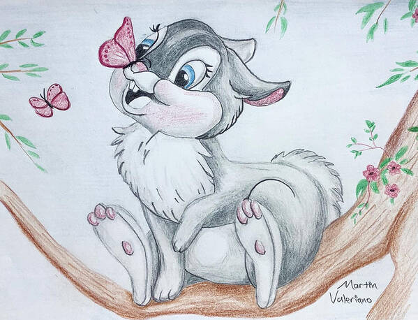 Prismacolor Poster featuring the drawing Thumper by Martin Valeriano