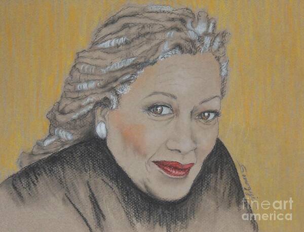 Toni Morrison Poster featuring the drawing Toni Morrison by Jayne Somogy