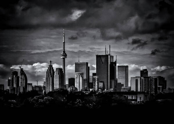 Brian Carson Poster featuring the photograph Toronto Skyline From The Pape Ave Bridge No 2 by Brian Carson