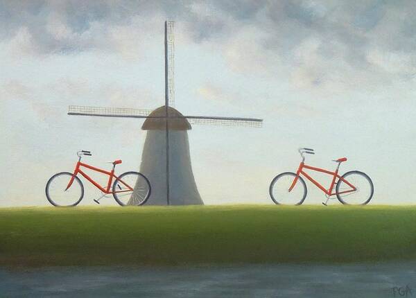Two Bicycles Poster featuring the painting Travelling in Holland by Phyllis Andrews