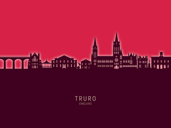 Truro Poster featuring the digital art Truro England Skyline #82 by Michael Tompsett