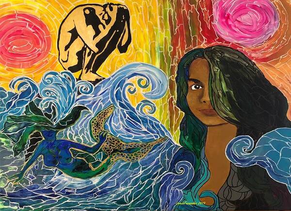  Poster featuring the painting Tsunami of Change by Lorena Fernandez