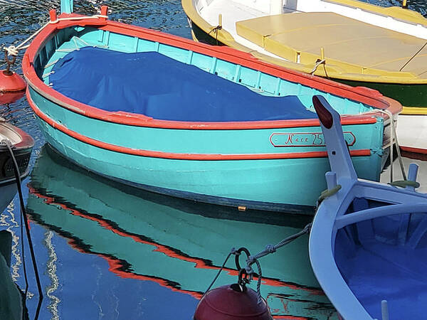 Colorful Poster featuring the photograph Turquoise and Orange Reflection by Andrea Whitaker