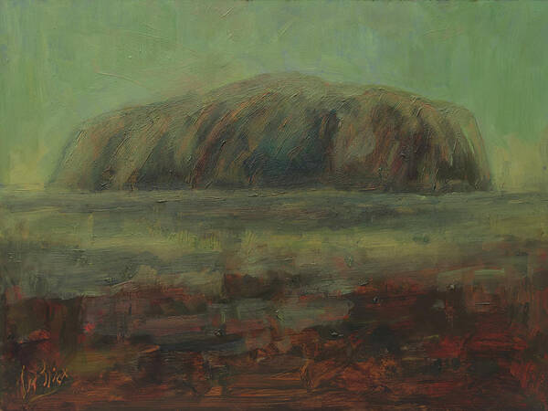 Uluru Poster featuring the painting Uluru, sacred mountain by Nop Briex