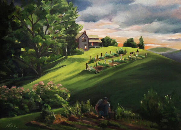 Vermont Art Poster featuring the painting Vermont Gardens by Nancy Griswold