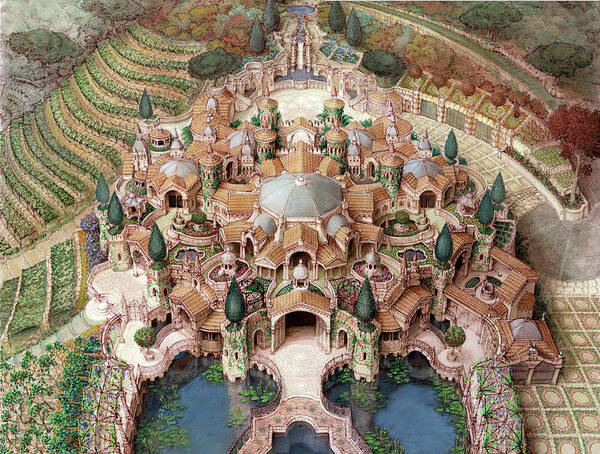 Villa Poster featuring the painting Villa Te by Kurt Wenner