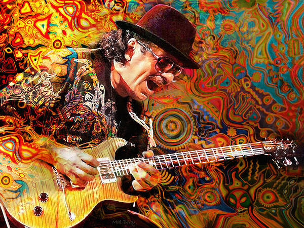 Carlos Santana Poster featuring the digital art Viva Santana by Mal Bray