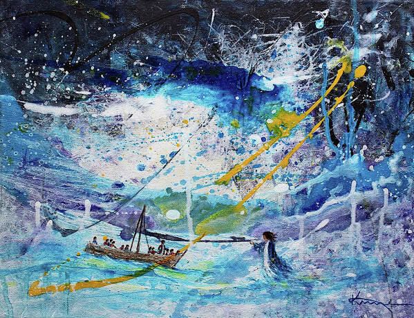 Walking On The Water Poster featuring the painting Walking on the Water by Kume Bryant