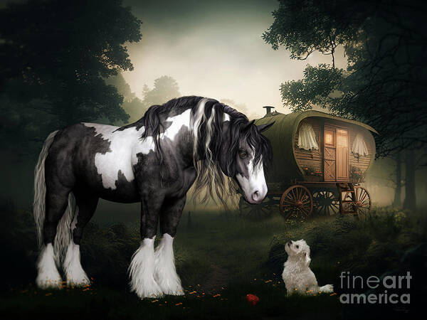 Gypsy Vanner Horse Poster featuring the digital art Want to Play by Shanina Conway