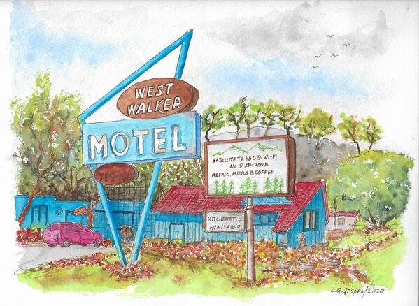 West Walker Motel Poster featuring the painting West Walker Motel, Walker, California by Carlos G Groppa