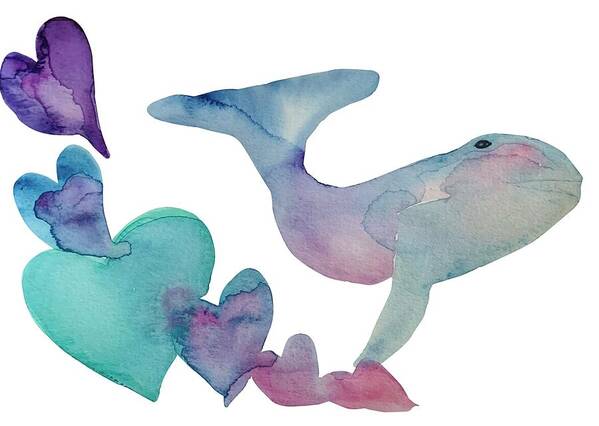 Whale Poster featuring the painting Whale Love Pastels by Sandy Rakowitz