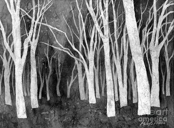 White Forest Poster featuring the painting White Forest I in Black and White by Hailey E Herrera