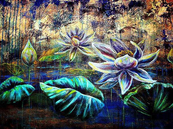 Floral Poster featuring the painting White Lotus by Ashley Kujan