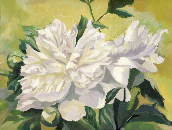 Acrylic Poster featuring the painting White Peony by Alfred Ng