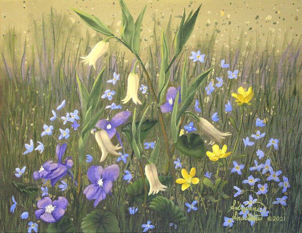 Wild Oats Poster featuring the painting Wild Flowers on Wesser by Adrienne Dye