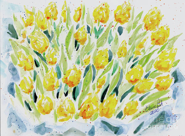 Tulips Poster featuring the painting Yellow Tulips by Elaine Berger