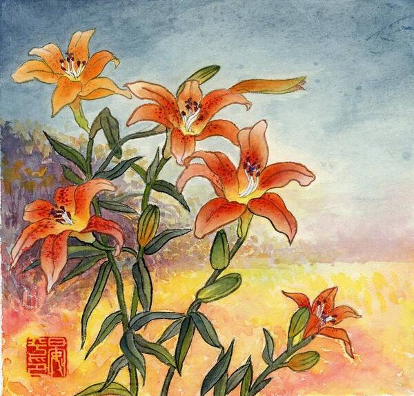  Poster featuring the painting Lily #3 by Ping Yan