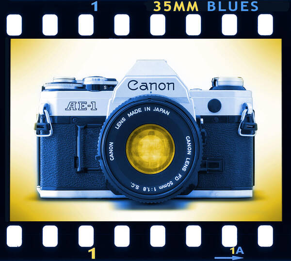 Vintage 35mm Poster featuring the photograph 35mm BLUES Canon AE-1 by Mike McGlothlen