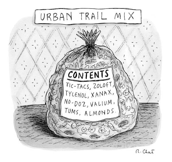 Bag Poster featuring the drawing Urban Trail Mix by Roz Chast