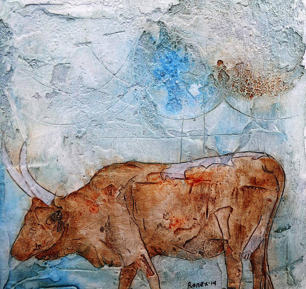 Cows Poster featuring the painting Ankole Cow by Ronex Ahimbisibwe