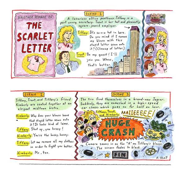 Entertainment Poster featuring the drawing Another Remake Of The 'scarlet Letter' by Roz Chast