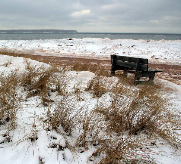 Wisconsin Poster featuring the photograph Bench in Winter by A K Dayton