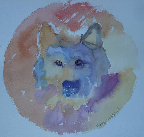 Mixed Media Painting Poster featuring the painting Dream Wolf by Susan Woodward
