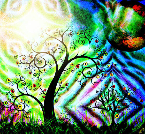 Abstract Colorful Trees Poster featuring the painting Eye Tree by Ally White