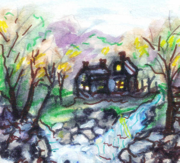 Haunted House Poster featuring the painting Haunted House by Falls by Debbie Wassmann