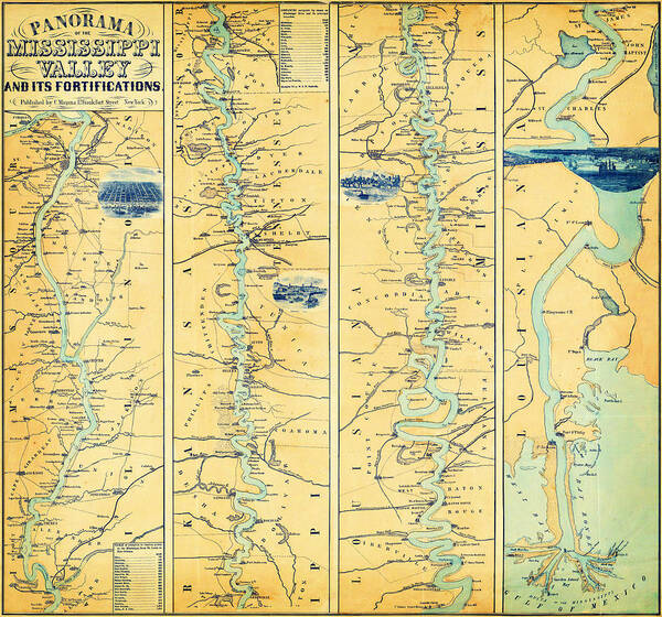 Mississippi Valley And Its Fortifications 1863 Poster featuring the painting Mississippi Valley And Its Fortifications 1863 by MotionAge Designs