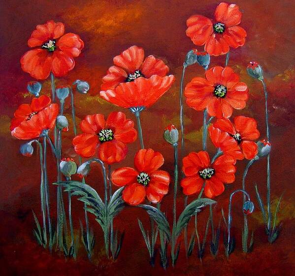 Poppy Poster featuring the painting Orange Poppies by Suzanne Theis