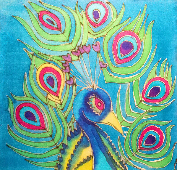 Peacock Poster featuring the painting Peacock Hues by Kelly Smith