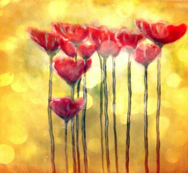 Poppies Poster featuring the digital art Poppies at daylight by Joseph Ferguson